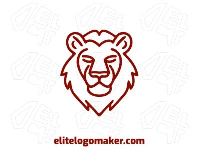 An abstract logo featuring a lion's head with a monoline design in red, creating a bold and sleek visual identity with a strong and modern appeal.