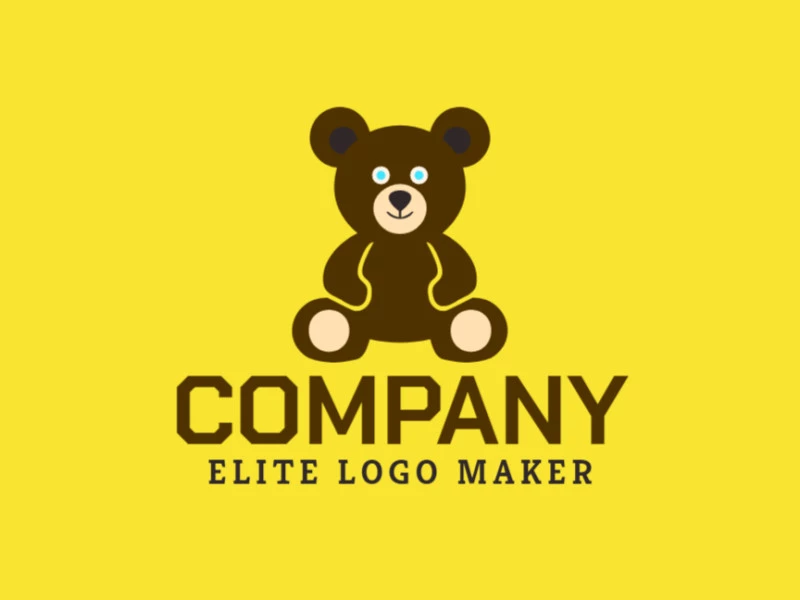 A charming and creative logo featuring a little bear in a sophisticated animal design with blue, brown, and beige tones.