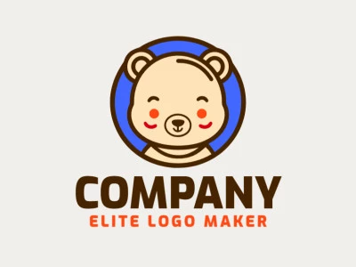 A charming childish logo featuring a little bear, styled with playful lines and colored in blue, brown, orange, and beige for a delightful and engaging look.