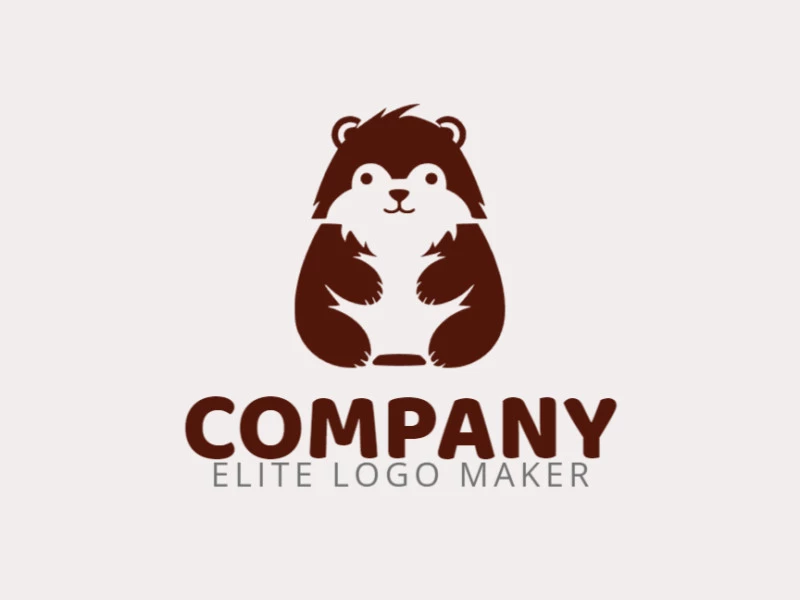 Create your own logo in the shape of a little bear, with a minimalist style and brown color.