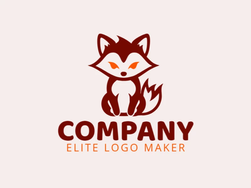 Logo with creative design, forming a little fox with simple style and customizable colors.