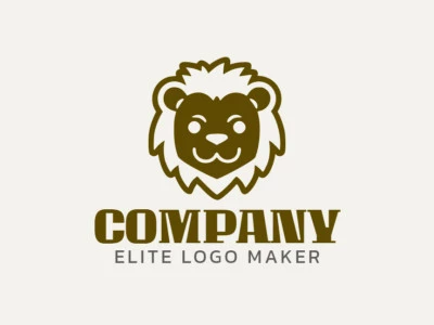 A playful logo with a cute little lion in a childlike style, using brown colors.