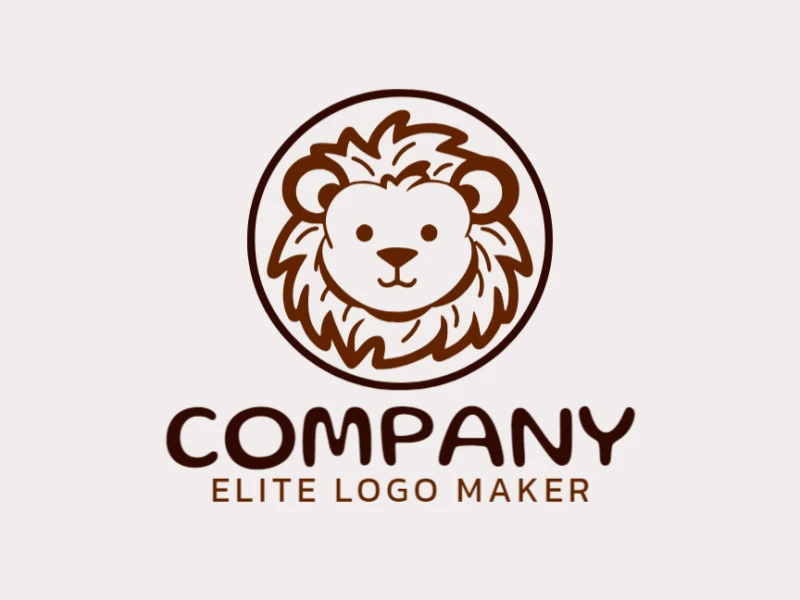 Create your online logo in the shape of a little lion with customizable colors and childish style.