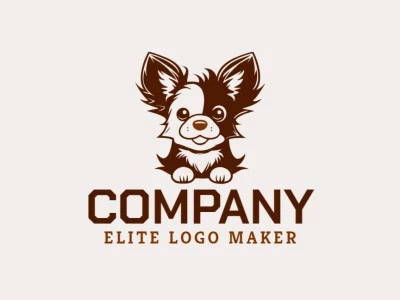 Adaptable logo in the shape of a little puppy with a simple style, the colors used were brown and dark brown.