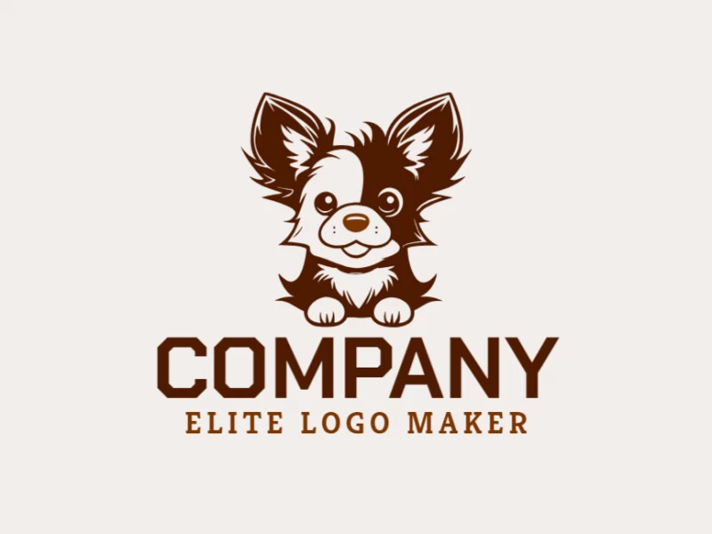 Adaptable logo in the shape of a little puppy with a simple style, the colors used were brown and dark brown.