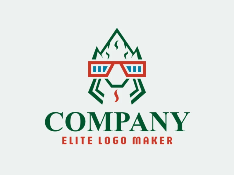 Logo is available for download in the shape of a lizard with symmetric design with green, blue, and red colors.