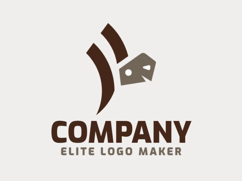 Llama logo composed of solid shapes and abstract style, the color used is brown.