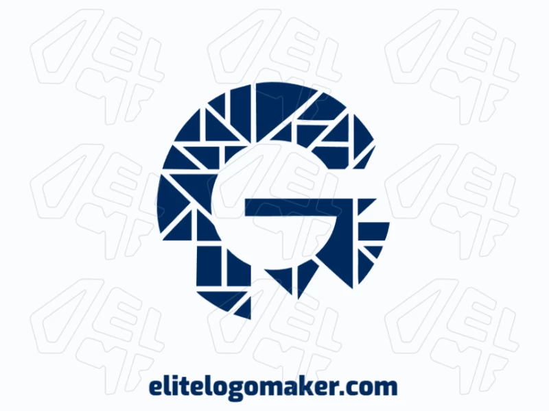 Letter 'G' logo in blue with a mosaic style, creating a noticeable and unique logo template that stands out with its artistic and structured design.