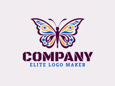 Create an ideal logo for your business in the shape of a magnificent butterfly with handcrafted style and customizable colors.