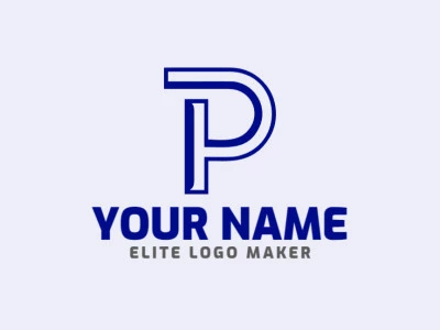 Featuring a magnificent letter 'P' in dark blue, this ideal and professional initial letter logo exudes sophistication.