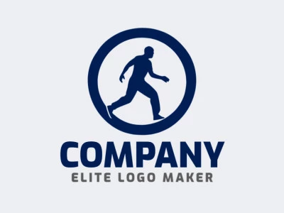 A sophisticated logo in the shape of a man walking with a sleek circular style, featuring a captivating dark blue color palette.