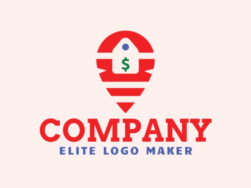 Modern logo in the shape of a map combined with a dollar sign, with professional design and minimalist style.