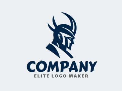 The pictorial logo was created with abstract shapes forming a Medieval Warrior with the color dark blue.