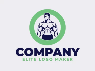 Vector logo in the shape of men with abstract design with green and dark blue colors.