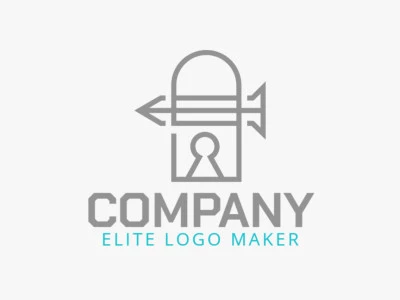 Simple logo with the shape of a padlock combined with an iron nail with gray and blue colors.