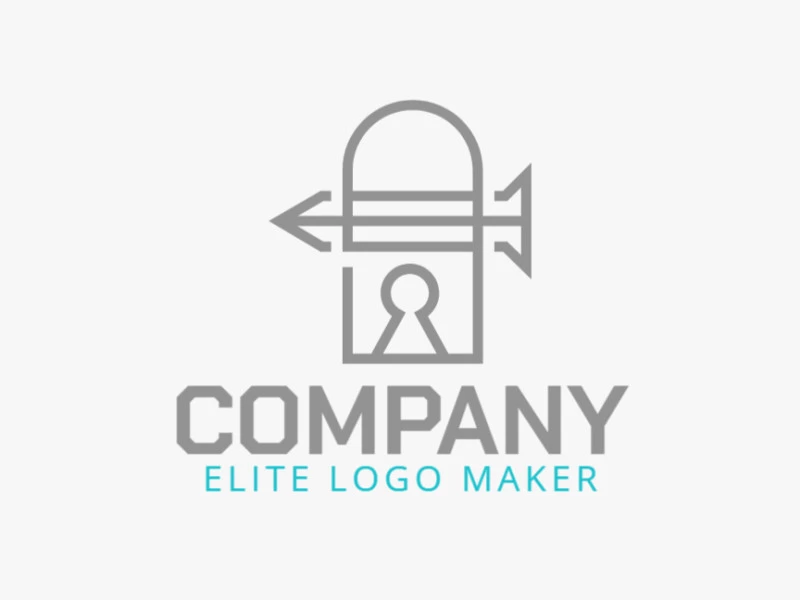 Simple logo with the shape of a padlock combined with an iron nail with gray and blue colors.