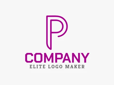 Dynamic initial letter logo design featuring a minimalist and purple letter 'P', offering a modern and bold visual identity.