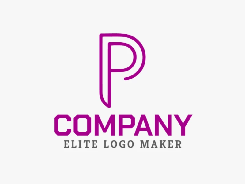 Dynamic initial letter logo design featuring a minimalist and purple letter 'P', offering a modern and bold visual identity.