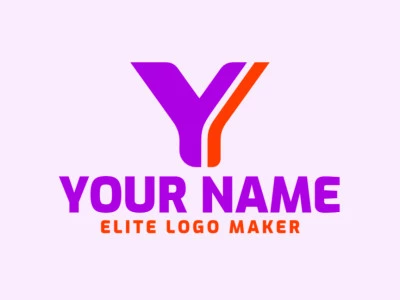 A customizable minimalist logo featuring the letter 'Y', designed with sleek lines and incorporating vibrant orange and purple for a bold and modern design.