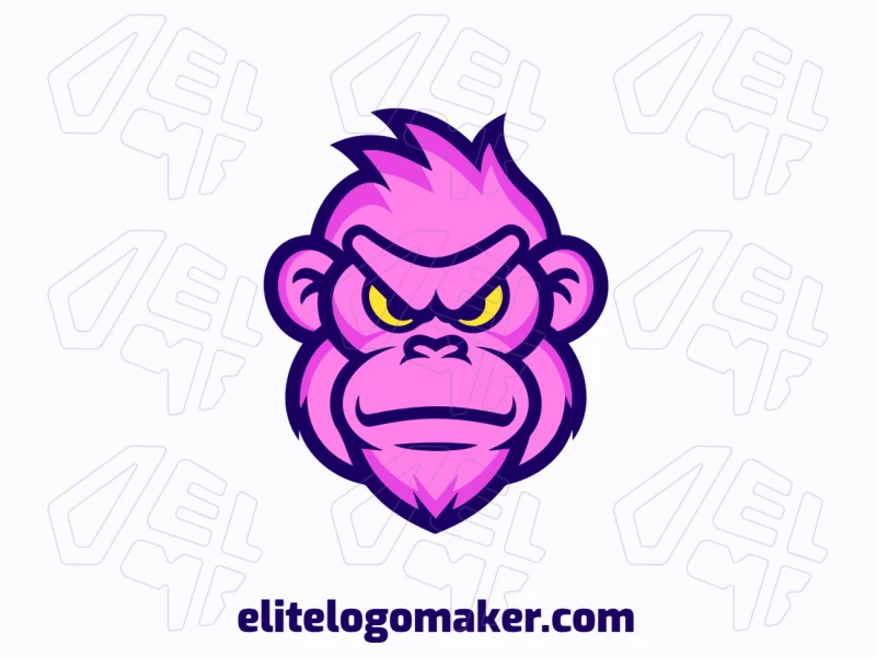 A beautiful, abstract vector logo featuring a monkey in pink, yellow, and dark blue, perfect for business branding.