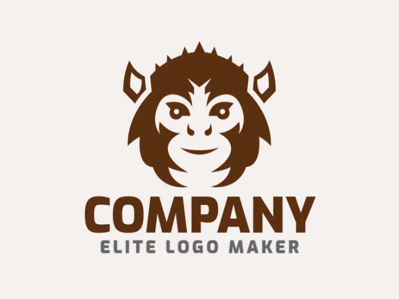 Logo consisting of abstract forms forming a monkey head with abstract style, the only color used was brown.