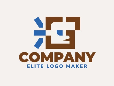 Simple logo with the shape of a monkey combined with an asterisk and arrows with brown and blue colors.