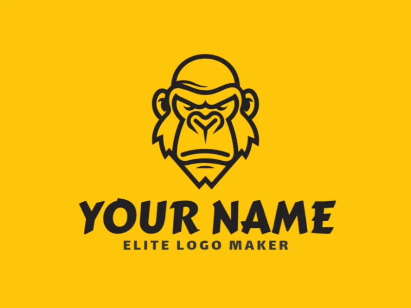 An abstract monkey head logo with bold lines and shapes, creating a unique and artistic representation full of character.