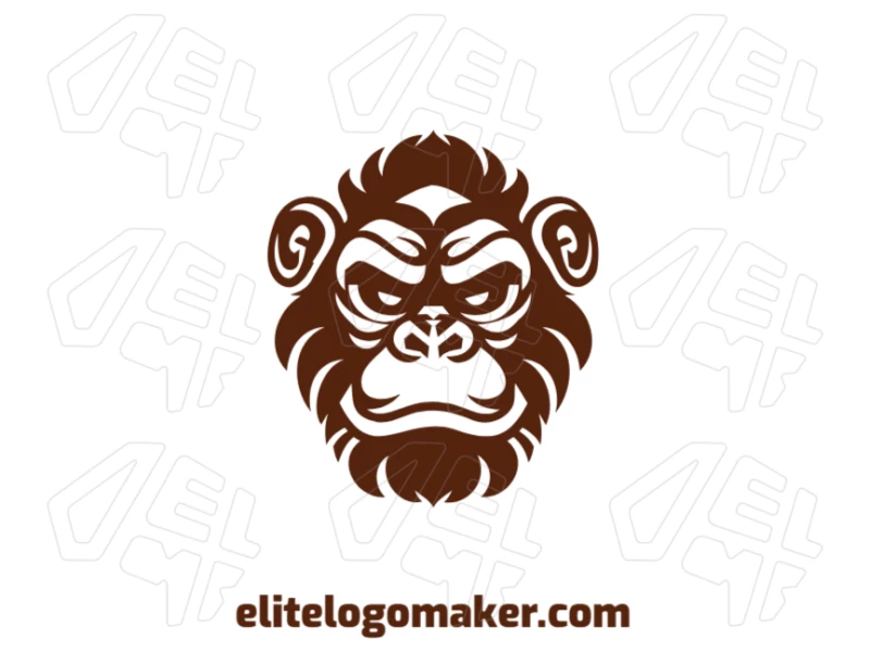 Monkey Head With Abstract Design - Elite Logo Symmetrical abstract monkey head logo, a good choice for brands seeking bold identity with a modern and balanced design.