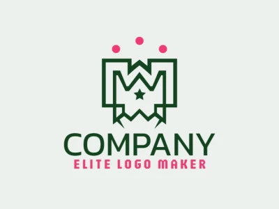 Create your own logo in the shape of a monster, with a creative style, with green and pink colors.