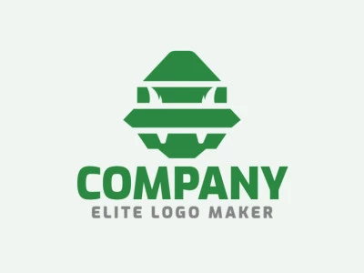 Logo Template in the shape of a monster, with abstract design and green color.