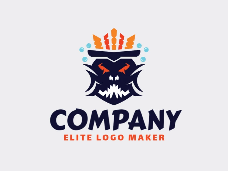 Create a memorable logo for your business in the shape of a monster fish with abstract style and creative design.