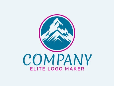 Logo template for sale in the shape of a mountain, the colors used were blue and pink.