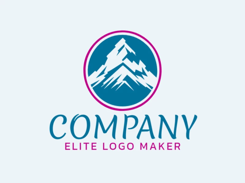 Logo template for sale in the shape of a mountain, the colors used were blue and pink.