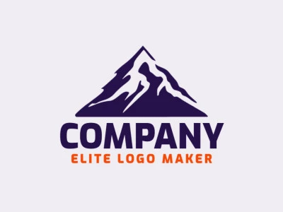 The logo is available for sale in the shape of a mountain with an abstract design and purple color.