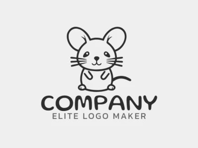 Logo available for sale in the shape of a mouse with monoline style and black color.