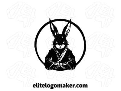 An elegant logo design featuring a ninja rabbit with a complex design, presented in an abstract style for a unique and dynamic visual.