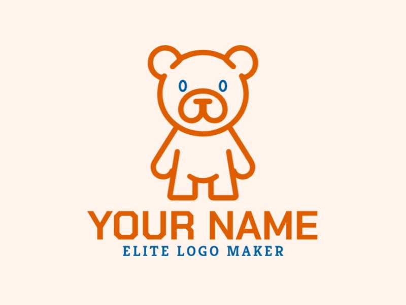 A unique monoline logo featuring an orange bear, designed with clean lines and minimalistic style for a modern and distinctive visual identity.