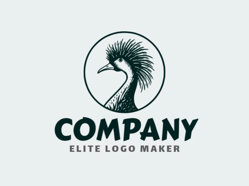 Illustrative logo in the shape of an ostrich with creative design.