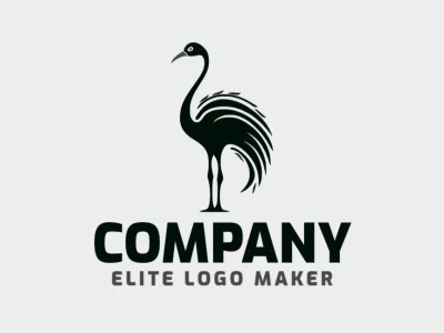 Logo available for sale in the shape of an ostrich with a simple design with grey and black colors.