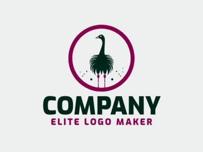 Create an ideal logo for your business in the shape of an ostrich with circular style and customizable colors.