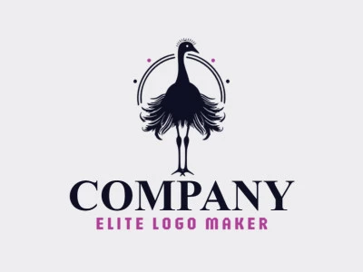 A unique abstract logo filled with black and pink color, in the shape of an ostrich which stands for strength and fearlessness.