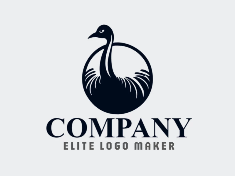 Logo template for sale in the shape of an ostrich, the color used was black.