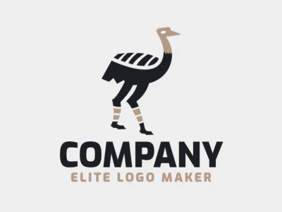 Animal logo with a refined design forming an ostrich with black and beige colors.