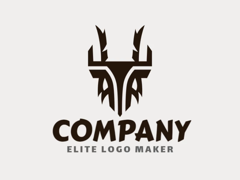 Vector logo in the shape of an owl with symmetric design and brown color.