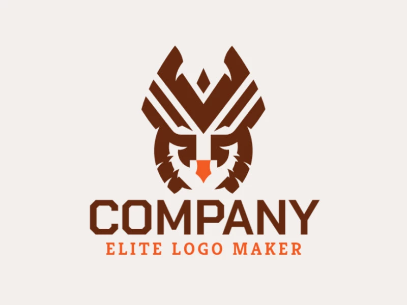 Logo with creative design, forming an owl with symmetric style and customizable colors.