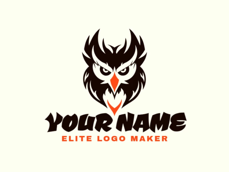 An abstract owl logo in orange and black, beautifully refined and noticeably elegant.