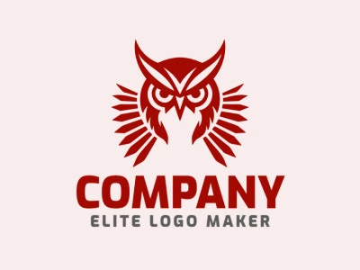 Logo template for sale in the shape of an owl head, the color used was red.