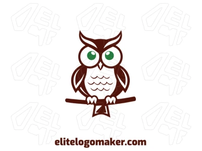 Elegant owl logo with a simple abstract design in brown and green tones, combining charm and minimalism.