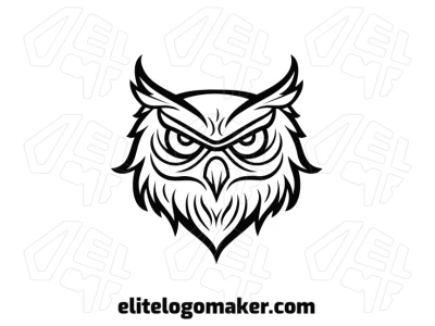 A cool symmetrical logo featuring an owl's head with a perfectly balanced design, ideal for a modern and sleek brand identity.