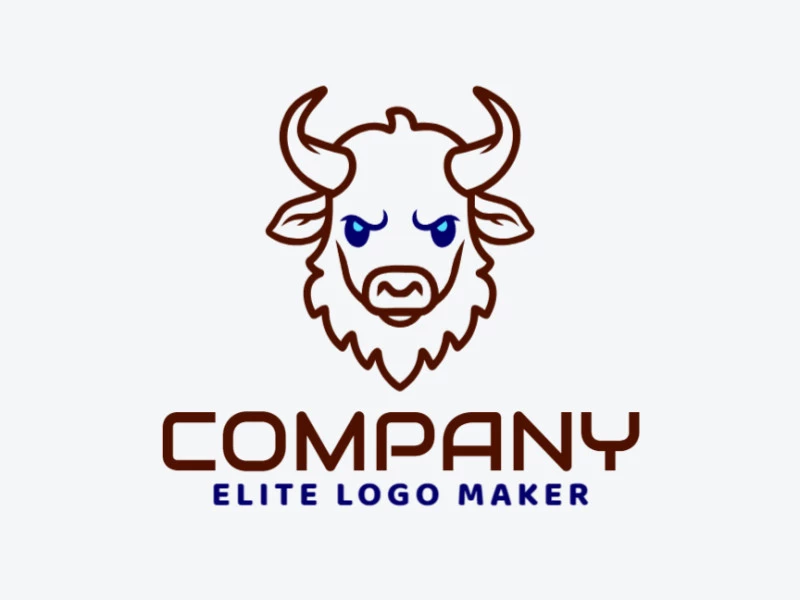 Abstract logo design featuring an ox in brown and dark blue, projecting a professional image with a blend of strength and sophistication.